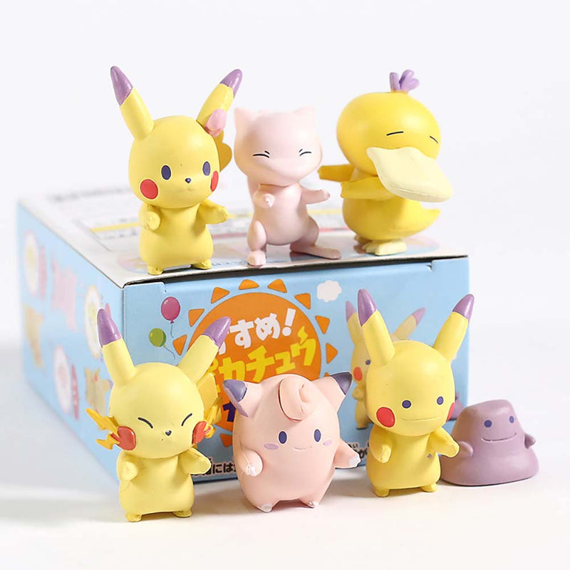 Pokemon Line Up 2 Mew Psyduck Clefairy Ditto Action Figure Toy 6pcs