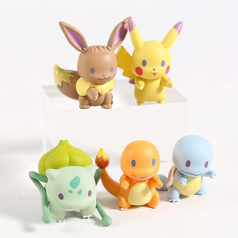 Pokemon March Line Up Pikachu Eevee Bulbasaur Charmander Squirtle Action Figure 5pcs