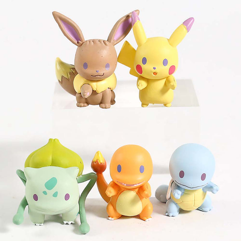 Pokemon March Line Up Pikachu Eevee Bulbasaur Charmander Squirtle Action Figure 5pcs