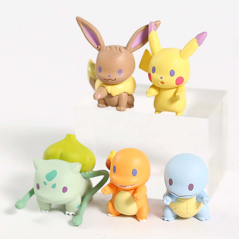 Pokemon March Line Up Pikachu Eevee Bulbasaur Charmander Squirtle Action Figure 5pcs