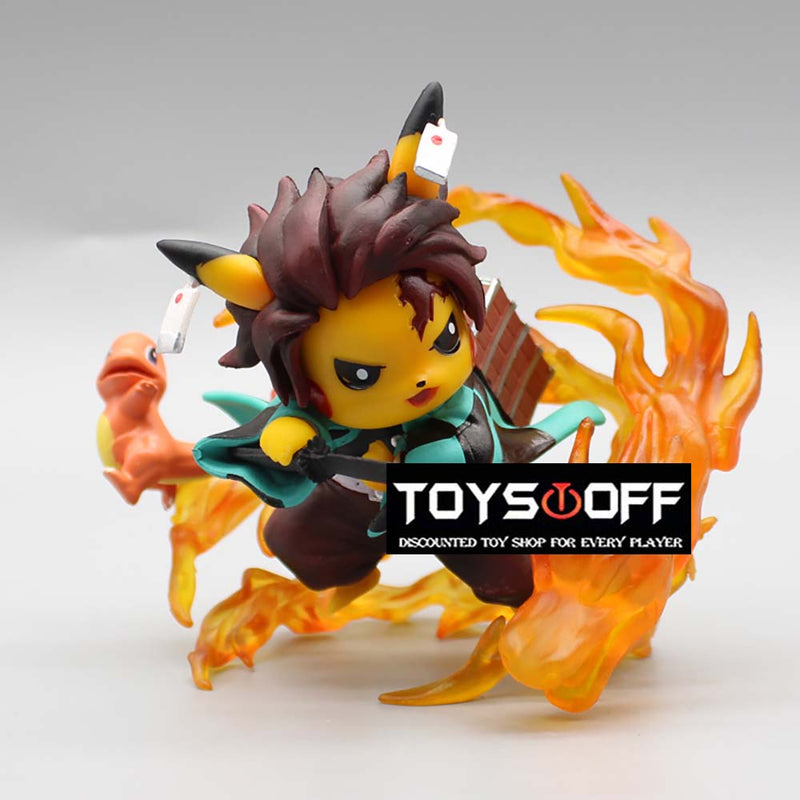 Pokemon Pikachu Cos Demon Slayer Tanjirou Nezuko Action Figure Toy 11cm