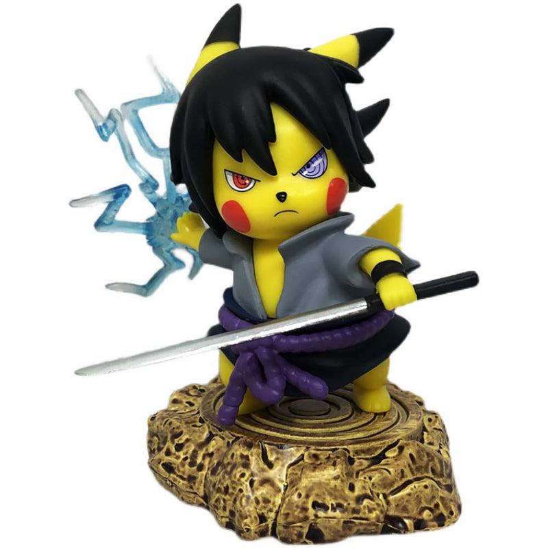 Pokemon Pikachu Cos Uchiha Sasuke Action Figure Collectible Model Toy 10cm