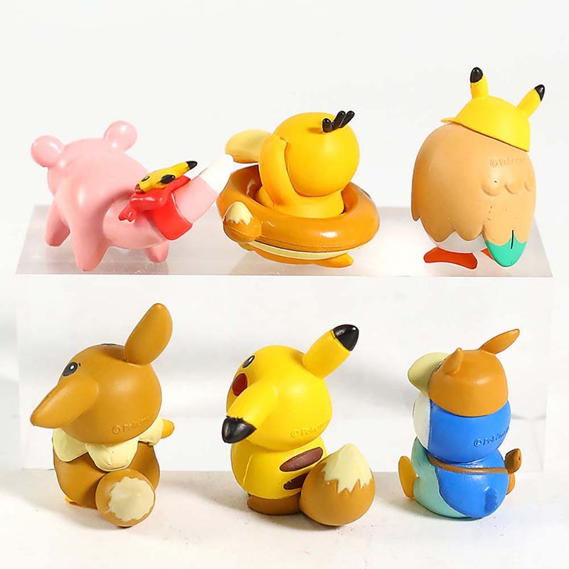 Pokemon Pikachu Eevee Psyduck Slowpoke Rowlet Piplup Mini Action Figure 6pcs 5cm