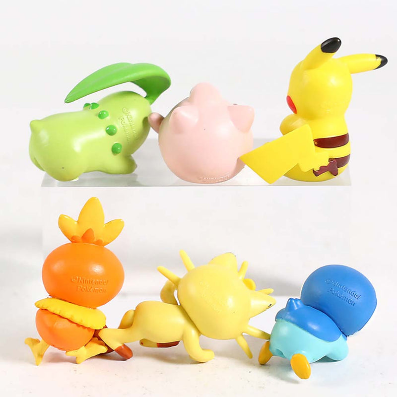 Pokemon Sleeping Pikachu on The Cable Action Figure Funny Toy 6pcs