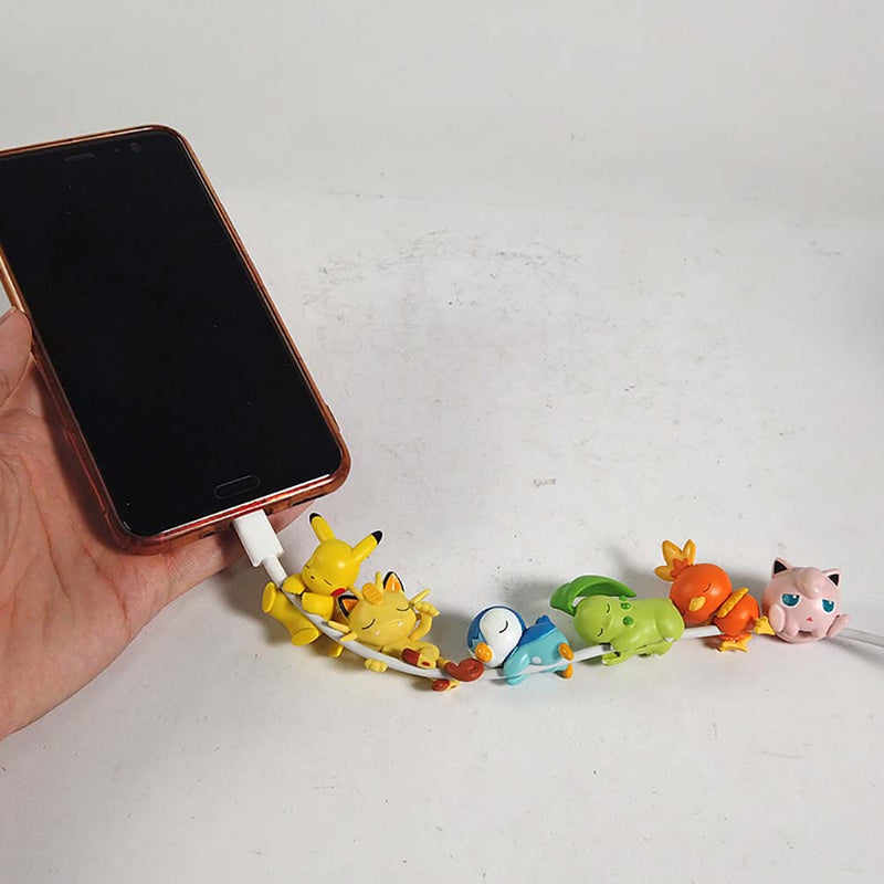 Pokemon Sleeping Pikachu on The Cable Action Figure Funny Toy 6pcs