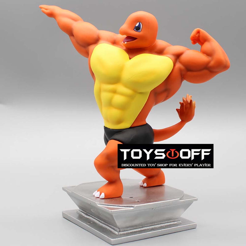 Pokemon Muscle Man Show Pikachu Charmander Squirtle Bulbasaur Action Figure Funny Toy 19cm