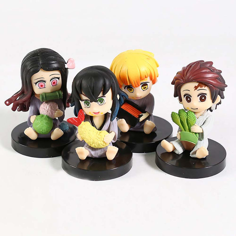 Q Posket Demon Slayer Mini Action Figure Model Toy 4pcs