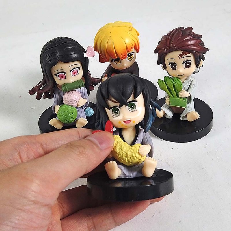 Q Posket Demon Slayer Mini Action Figure Model Toy 4pcs