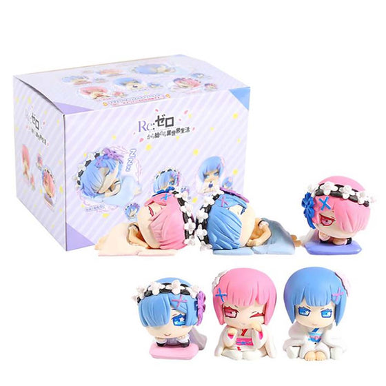 ReLife In A Different World From Zero Rem Ram Action Figure 6pcs 4cm