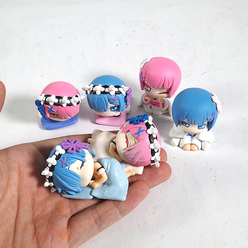 ReLife In A Different World From Zero Rem Ram Action Figure 6pcs 4cm