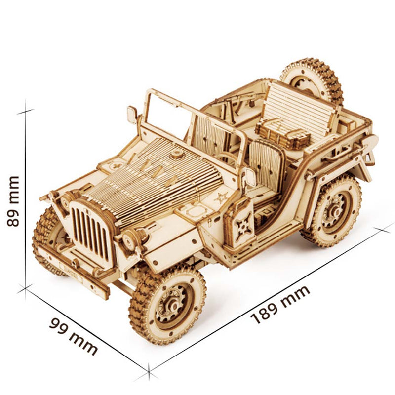 Retro DIY Movable 3D Army Jeep Car Model Wooden Puzzle Game Assembly Toy - Toysoff.com