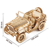 Retro DIY Movable 3D Army Jeep Car Model Wooden Puzzle Game Assembly Toy - Toysoff.com