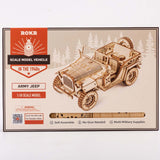 Retro DIY Movable 3D Army Jeep Car Model Wooden Puzzle Game Assembly Toy - Toysoff.com