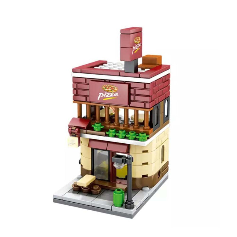 City Street View Pizza Shop Model Children Toy Building Blocks - Toysoff.com