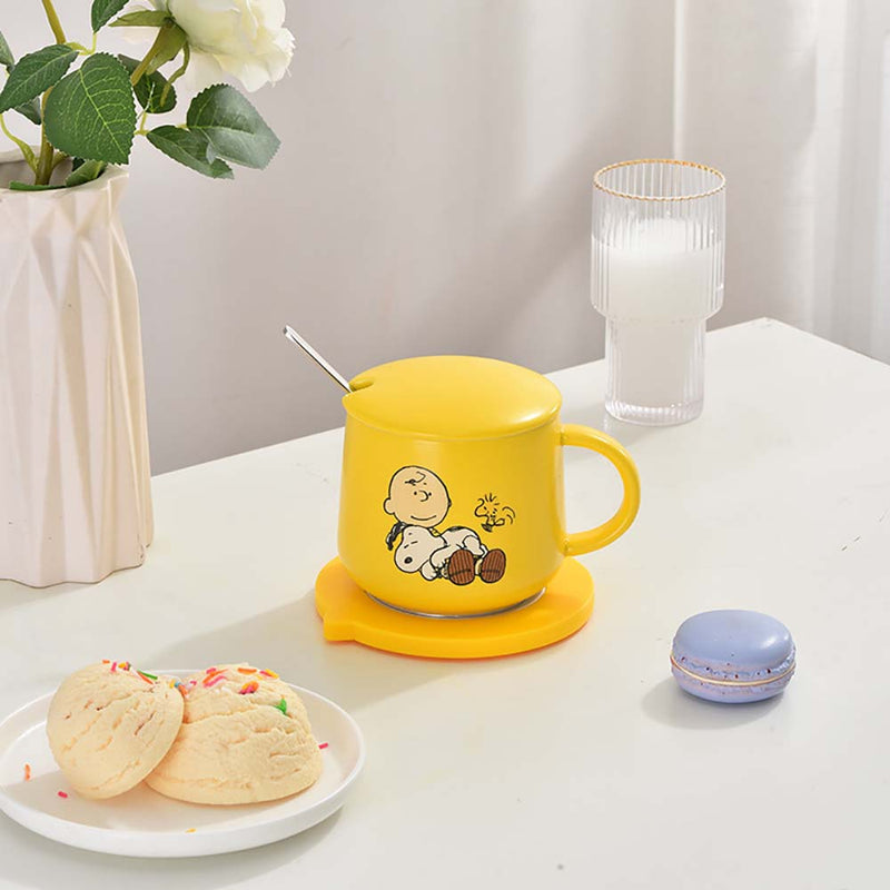 Snoopy Automatic Heating Cup Pad 55 ℃ Thermostatic Ceramic Mug 430ml