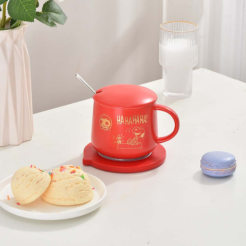 Snoopy Automatic Heating Cup Pad 55 ℃ Thermostatic Ceramic Mug 430ml