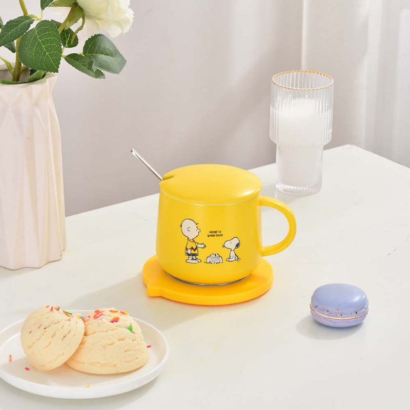 Snoopy Automatic Heating Cup Pad 55 ℃ Thermostatic Ceramic Mug 430ml