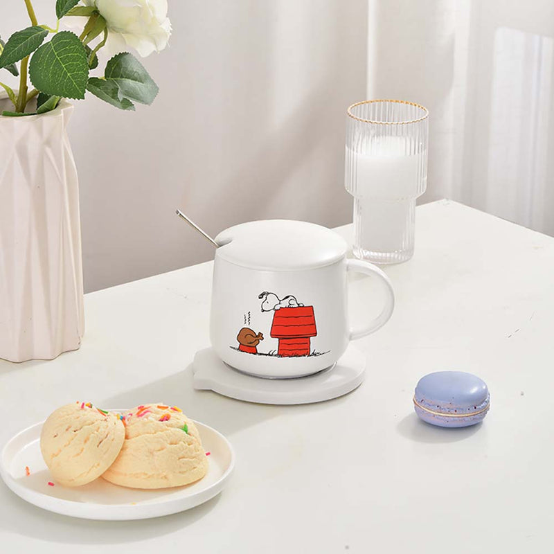 Snoopy Automatic Heating Cup Pad 55 ℃ Thermostatic Ceramic Mug 430ml