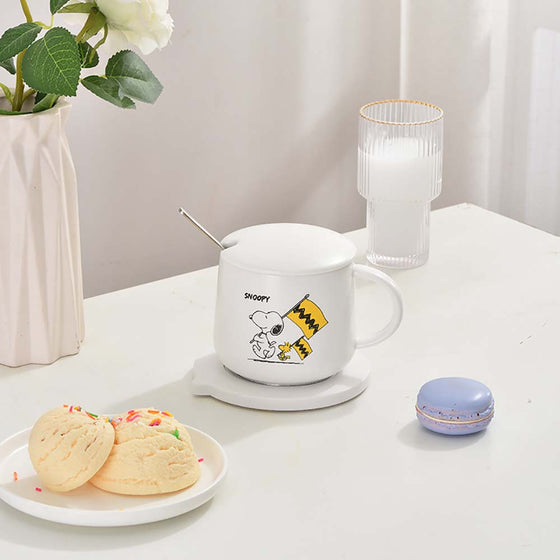 Snoopy Automatic Heating Cup Pad 55 ℃ Thermostatic Ceramic Mug 430ml