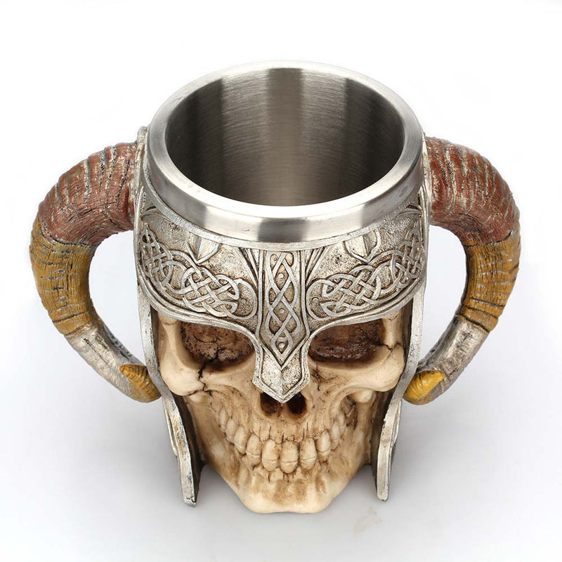 Stainless Steel Skull Mug Viking Drinking Cup Beer Coffee Mug Tea Cup 600ml - Toysoff.com