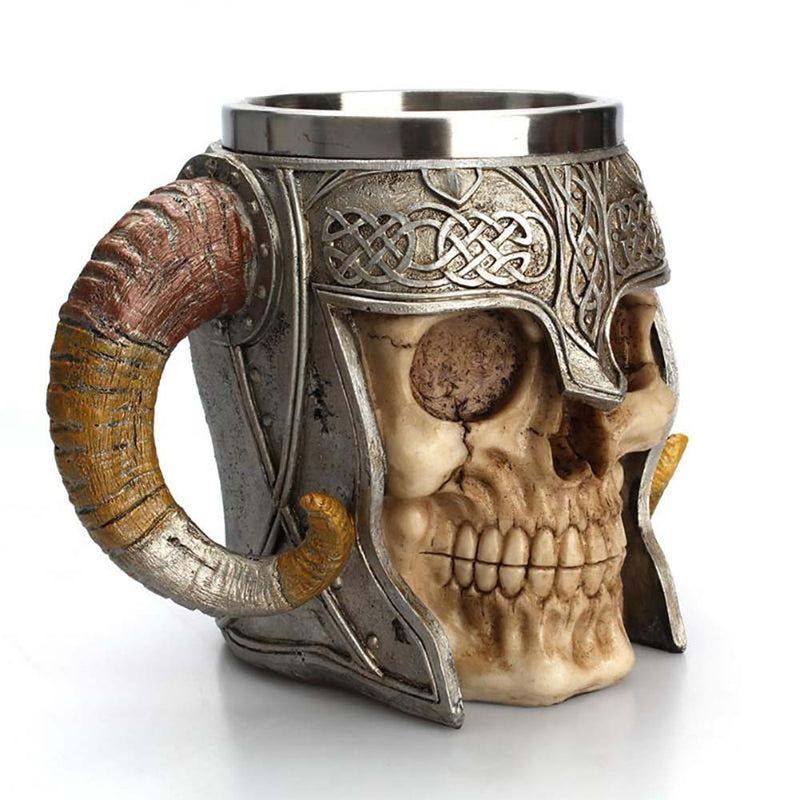 Stainless Steel Skull Mug Viking Drinking Cup Beer Coffee Mug Tea Cup 600ml - Toysoff.com