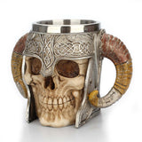 Stainless Steel Skull Mug Viking Drinking Cup Beer Coffee Mug Tea Cup 600ml - Toysoff.com