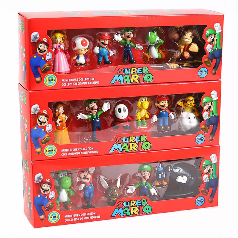 Super Mario Bros Action Figure Collectible Model Mini Kid Toy 6pcs