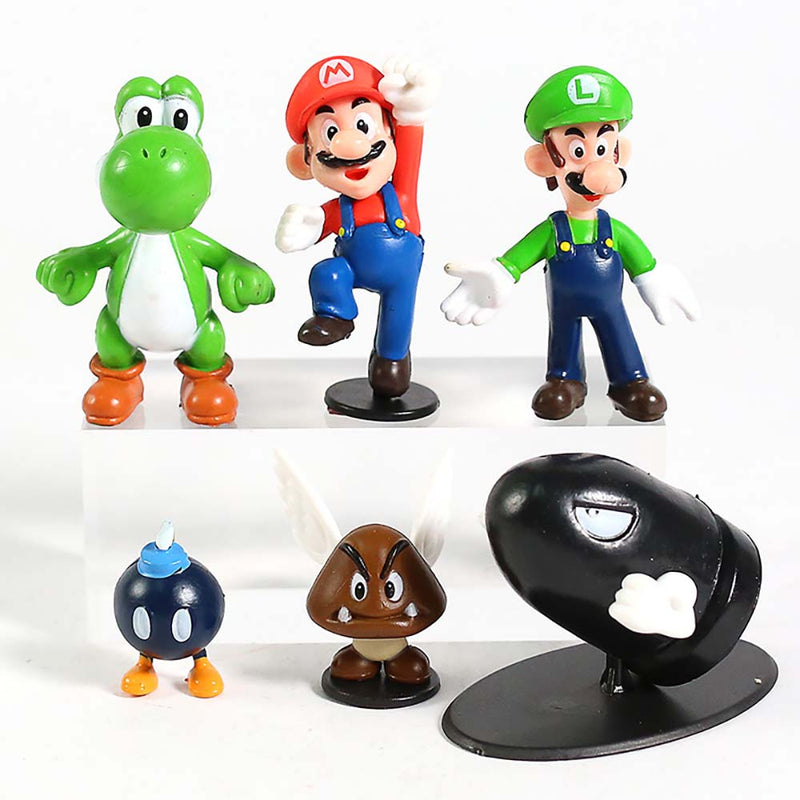 Super Mario Bros Action Figure Collectible Model Mini Kid Toy 6pcs