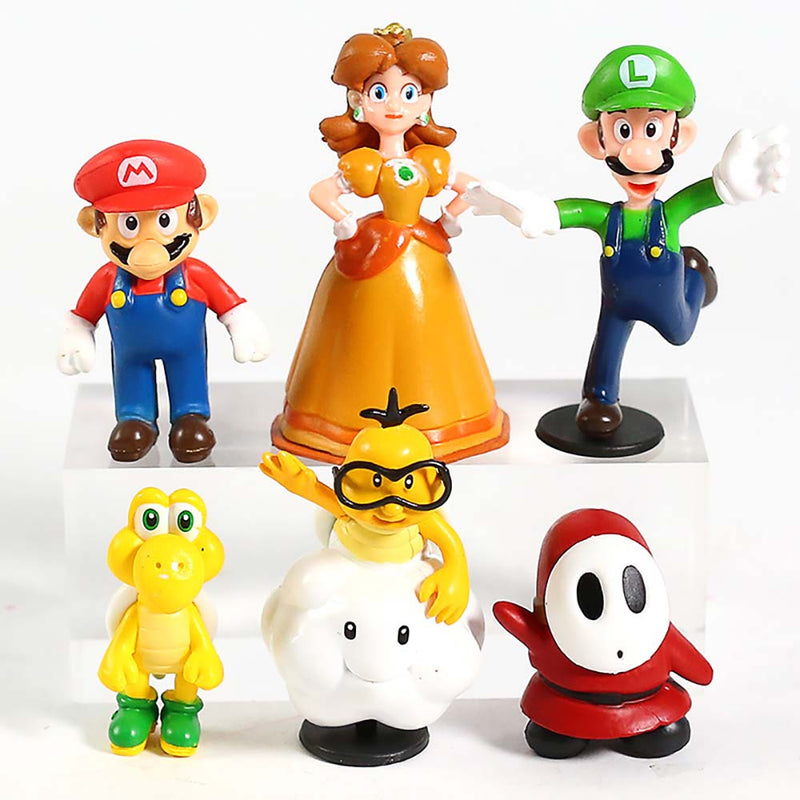 Super Mario Bros Action Figure Collectible Model Mini Kid Toy 6pcs