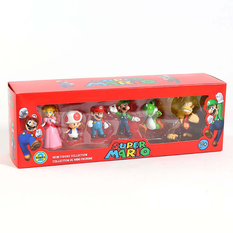 Super Mario Bros Action Figure Collectible Model Mini Kid Toy 6pcs