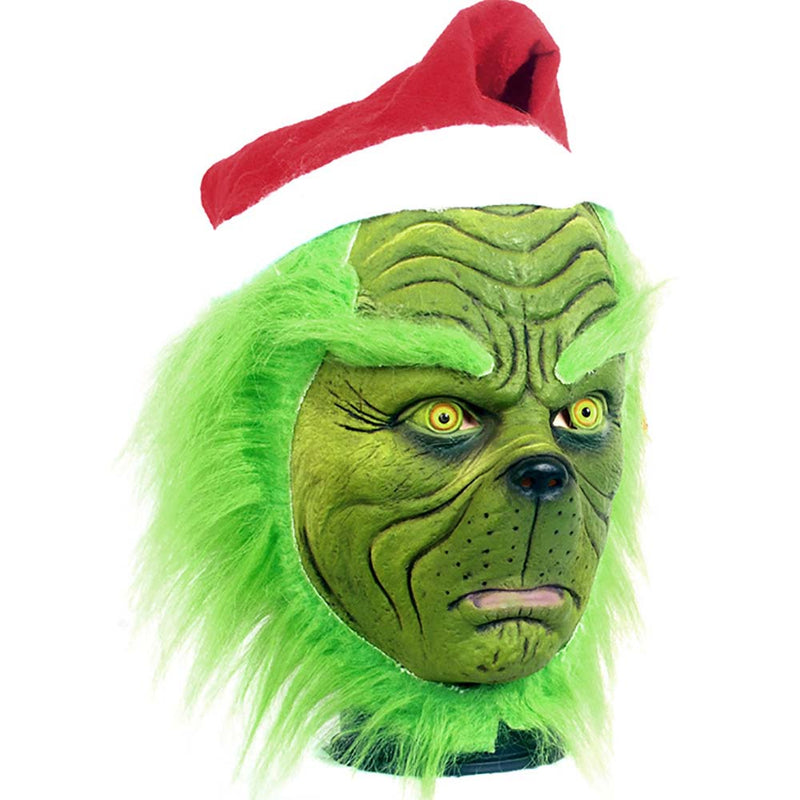 The Grinch Face Mask Halloween Christmas Full Head Cosplay Prop