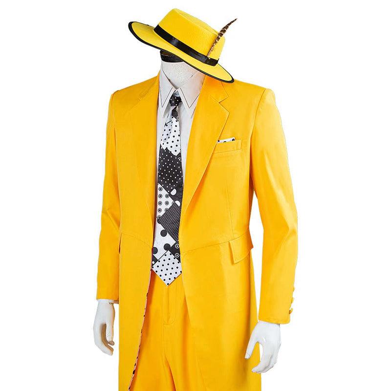 The Mask Jim Carrey Yellow  Suit Cosplay Costume Halloween Carnival Suit