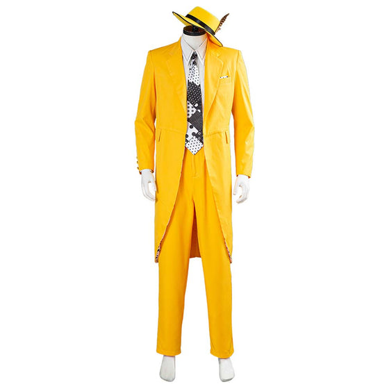 The Mask Jim Carrey Yellow  Suit Cosplay Costume Halloween Carnival Suit