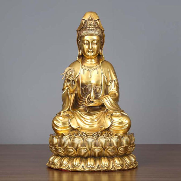 Tibetan Buddhist Bodhisattva Avalokiteshvara Statue Sitting on Lotus