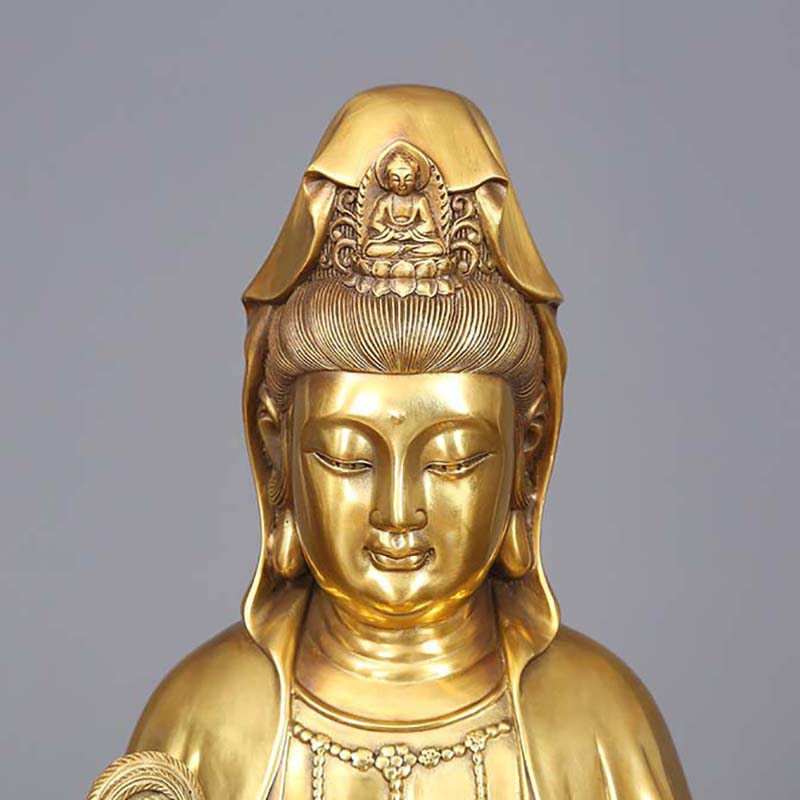 Tibetan Buddhist Bodhisattva Avalokiteshvara Statue Sitting on Lotus