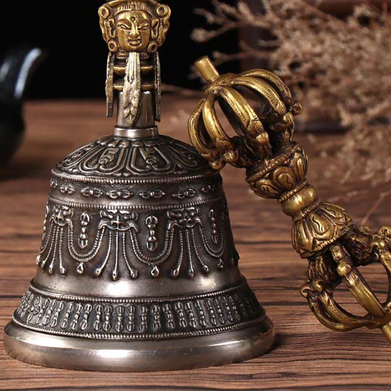 Tibetan Buddhist Jiugu Diamond Bell- Made in Nepal in Brass