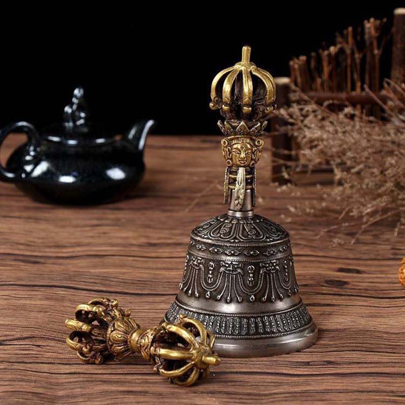 Tibetan Buddhist Jiugu Diamond Bell- Made in Nepal in Brass