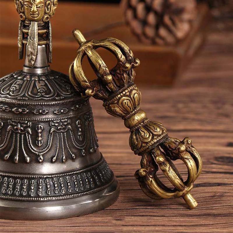 Tibetan Buddhist Jiugu Diamond Bell- Made in Nepal in Brass