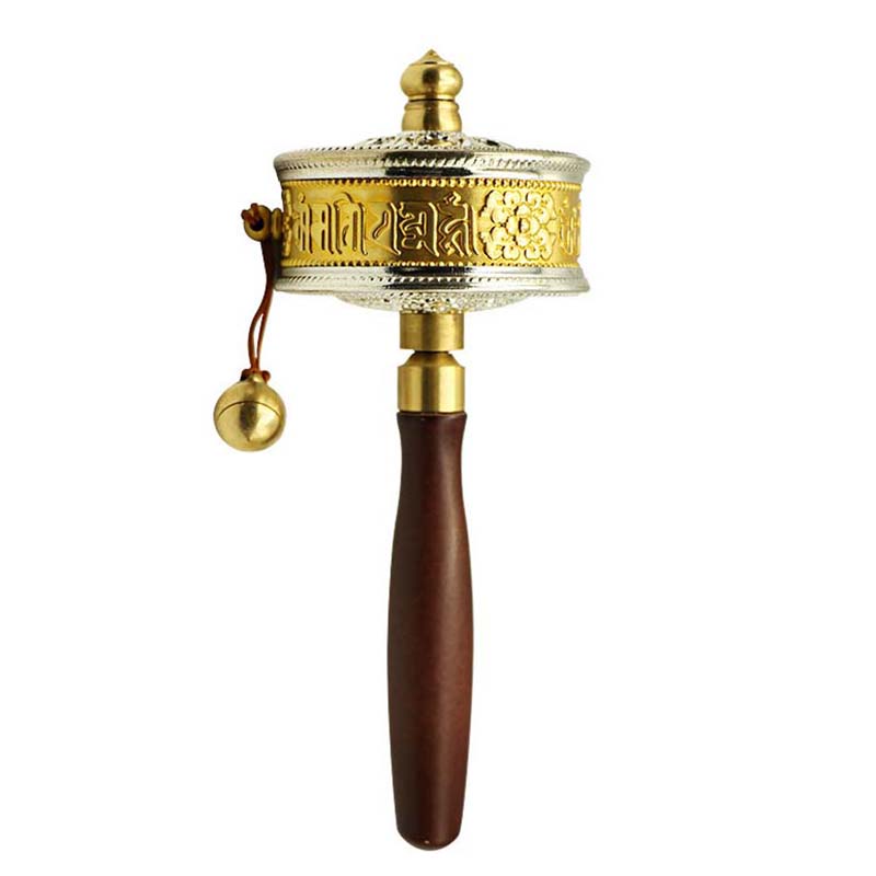 Tibetan Buddhist Small Copper Prayer Wheel with Written Mantra