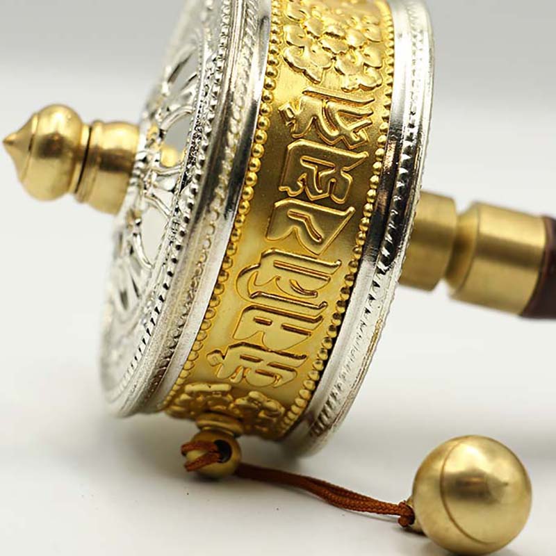 Tibetan Buddhist Small Copper Prayer Wheel with Written Mantra