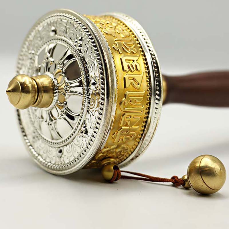 Tibetan Buddhist Small Copper Prayer Wheel with Written Mantra