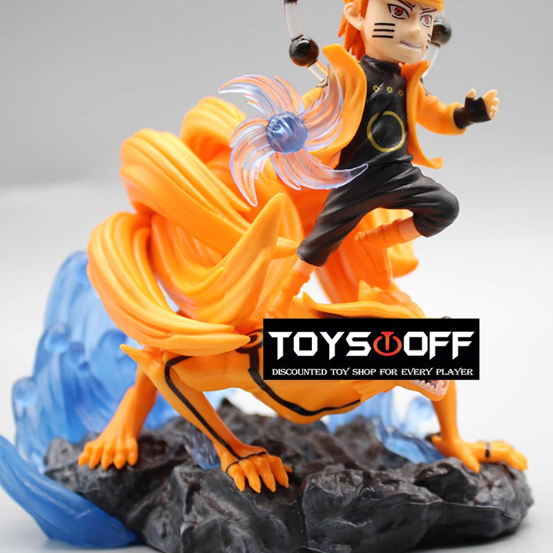 Uzumaki Naruto Battle Fox Riding Nine Tails Action Figure Toy 14cm