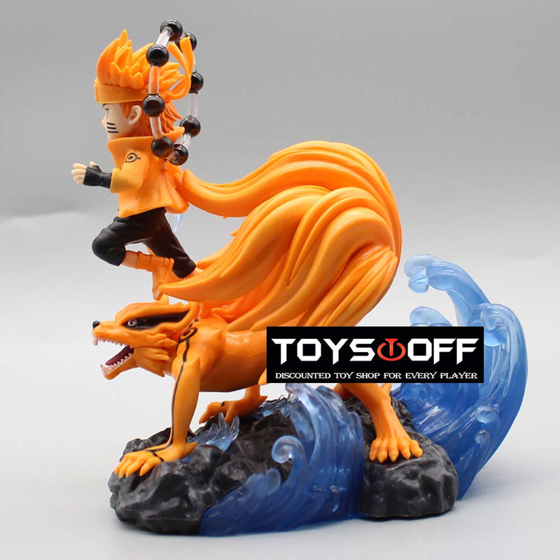 Uzumaki Naruto Battle Fox Riding Nine Tails Action Figure Toy 14cm