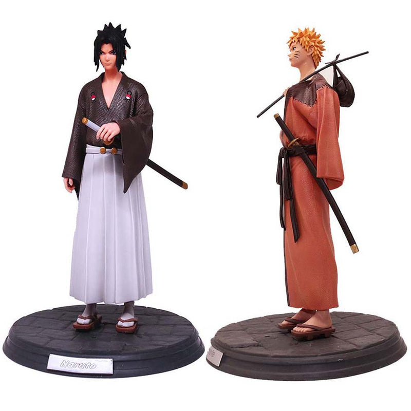 Uzumaki Naruto Uchiha Sasuke Kimono Ver Action Figure Model Toy 30cm