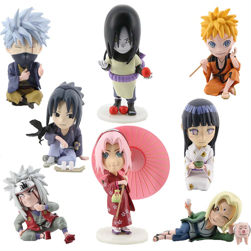 Uzumaki Sasuke Sakura Orochimaru Jiraiya Hinata Tsunade Kakashi Action Figure 8pcs