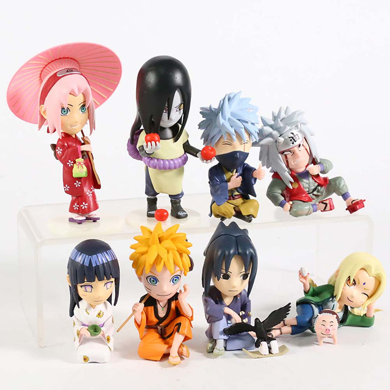 Uzumaki Sasuke Sakura Orochimaru Jiraiya Hinata Tsunade Kakashi Action Figure 8pcs