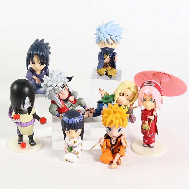 Uzumaki Sasuke Sakura Orochimaru Jiraiya Hinata Tsunade Kakashi Action Figure 8pcs