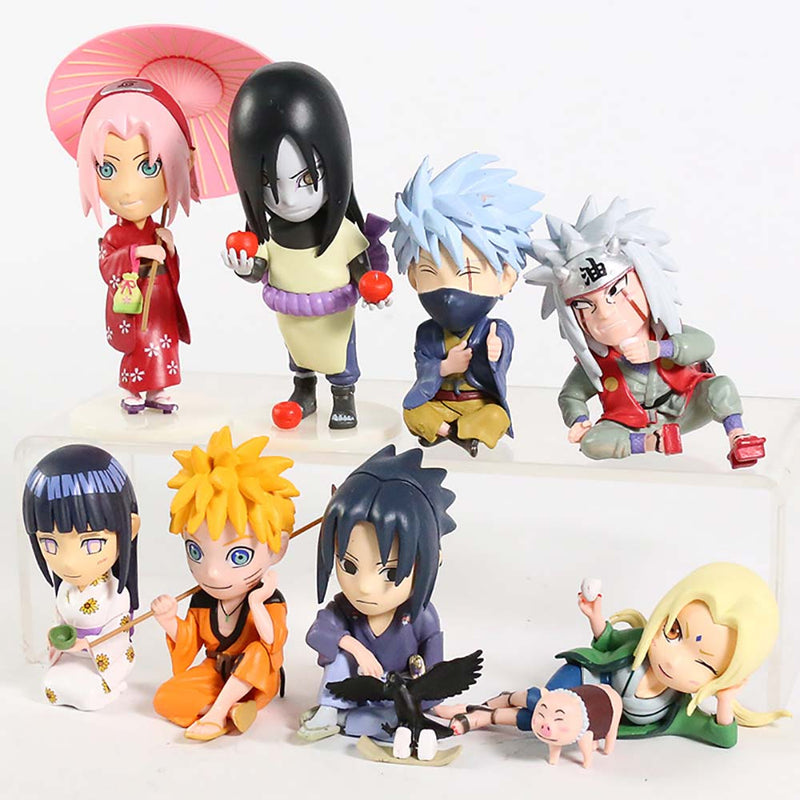 Uzumaki Sasuke Sakura Orochimaru Jiraiya Hinata Tsunade Kakashi Action Figure 8pcs