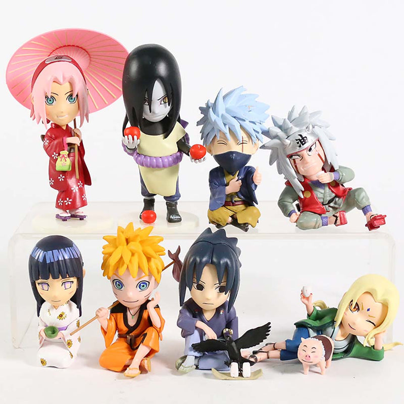 Uzumaki Sasuke Sakura Orochimaru Jiraiya Hinata Tsunade Kakashi Action Figure 8pcs