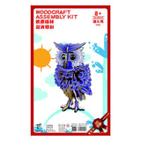 Wooden Puzzle Blue Owl Animal Art 3D Model DIY Assembly Toy - Toysoff.com